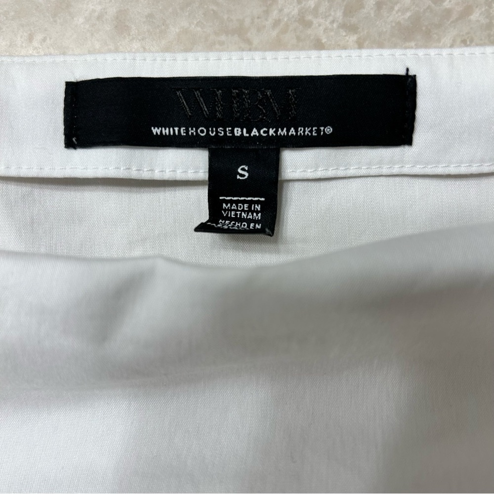 White House Black Market White Blouse with Eyelet Puff Sleeves - Picture 5 of 7